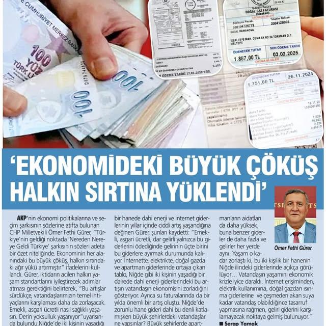 CHP Niğde Milletvekili Ömer Fethi Gurer: Fahiş Fiyatlar Mevcut Sistemden Kaynaklanıyor