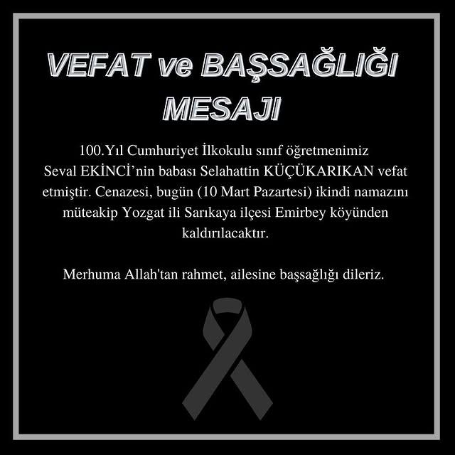 Nevşehir'den Acı Haber: 100 Yıl Cumhuriyet İlkokulu Öğretmeninin Baba Vefatı