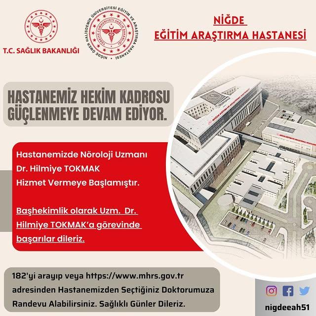 Niğde Eğitim ve Araştırma Hastanesi'ne Yeni Uzman Hekimler Atandı