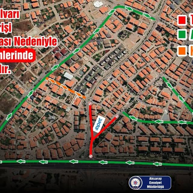 Aksaray'da Cumhuriyet Bulvarı'nda Altyapı Çalışması Nedeniyle Ulaşım Kısıtlaması
