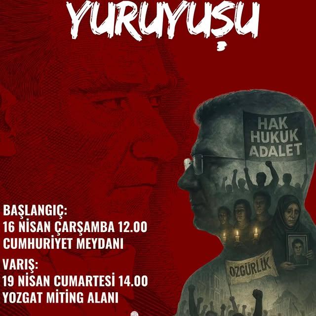 İstanbul Büyükşehir Belediye Başkanı Ekrem İmamoğlu İçin Adalet Yürüyüşü Kayseri'den Başladı