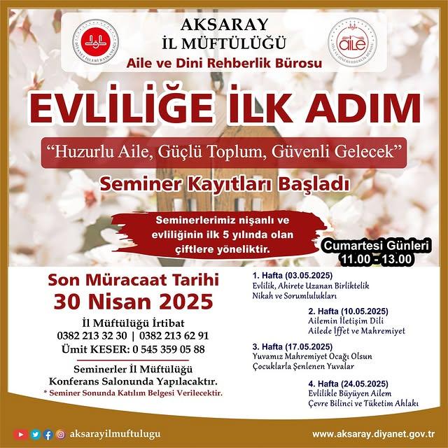 Aksaray'da Nişanlı ve Yeni Evli Çiftler İçin Evlilik Seminerleri Başladı