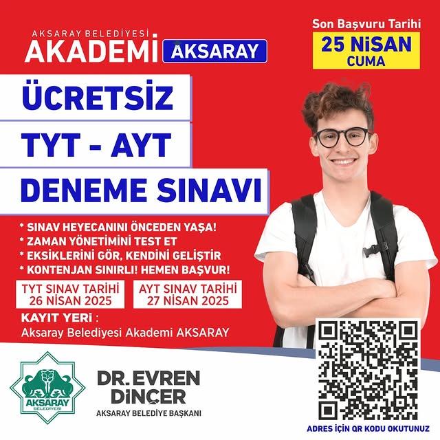 Aksaray Belediyesi Gençlere TYT-AYT Deneme Sınavı Düzenleyecek
