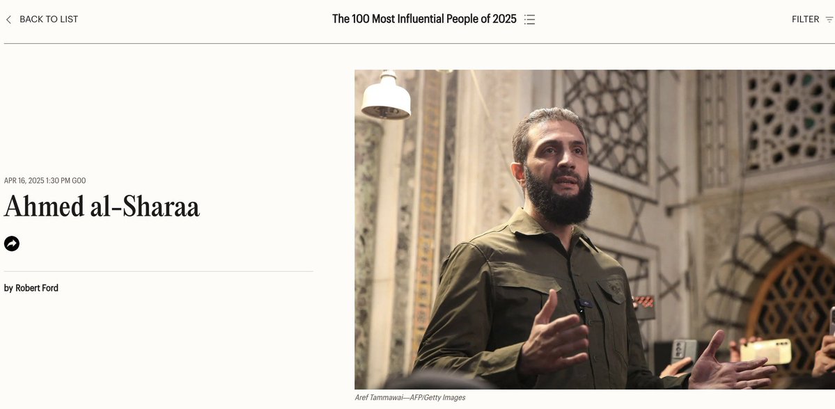 Suriye Devlet Başkanı Ahmed Şera, TIME'ın 'Yılın En Etkili 100 Kişisi' Listesinde