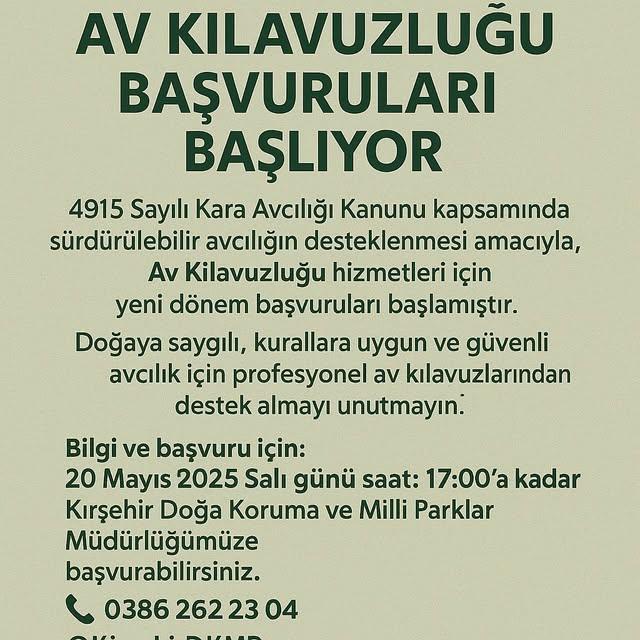 Kırşehir'de Av Kılavuzluğu Başvuruları Açıldı