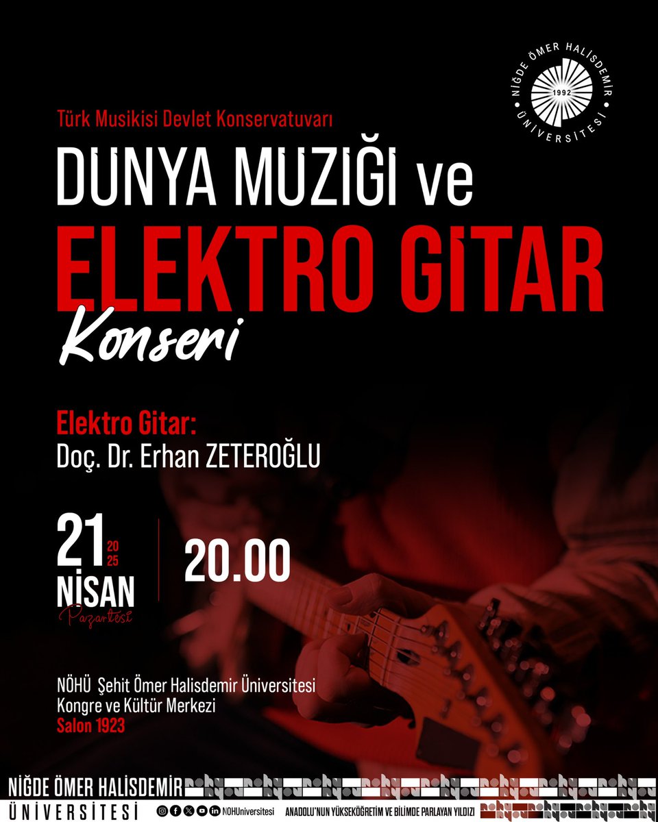 Niğde Ömer Halisdemir Üniversitesi Türk Musikisi Devlet Konservatuarı’ndan Düzenlenen Dünya Müziği ve Elektro Gitar Konseri