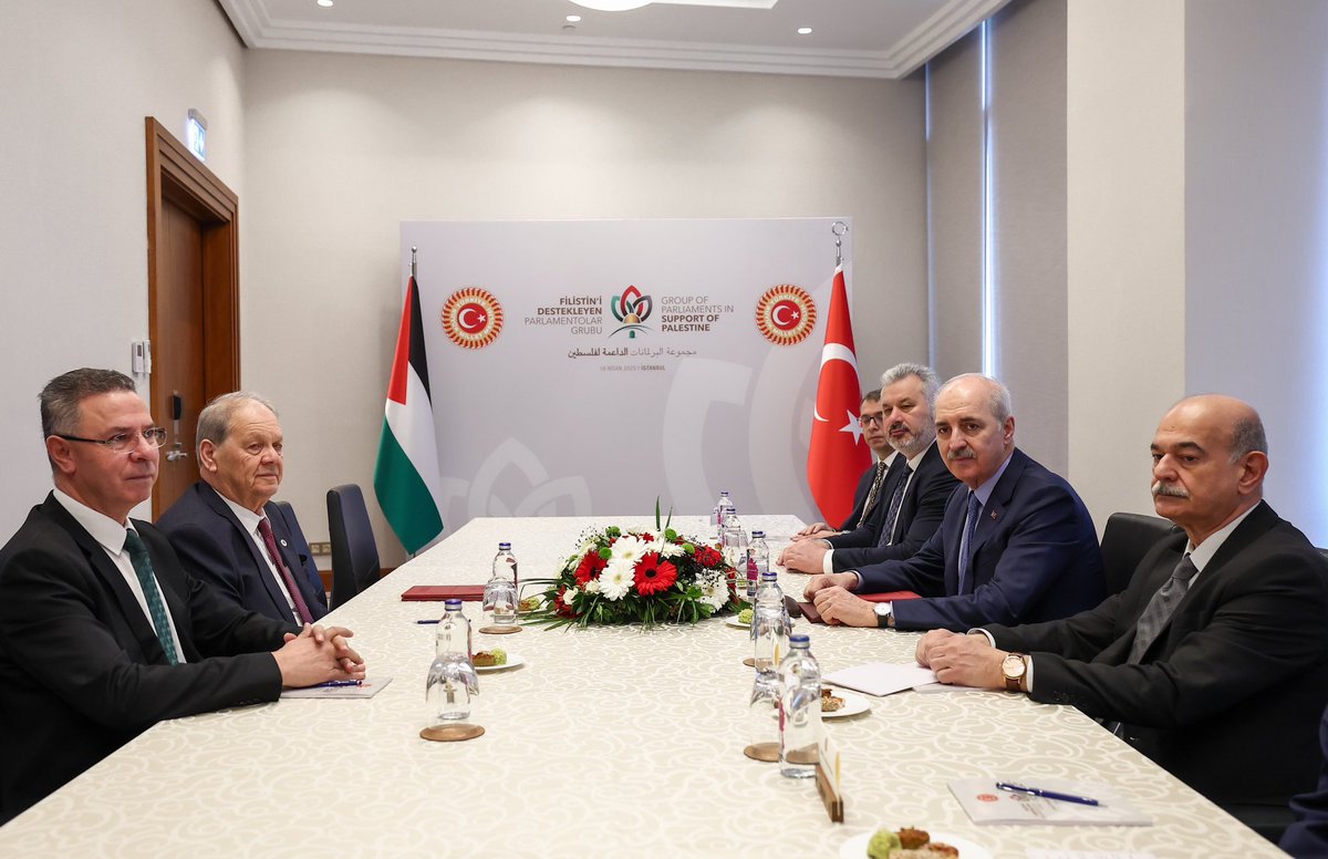 TBMM Başkanı Kurtulmuş, Filistin Desteği için Filistin Ulusal Konseyi Başkanıyla Buluştu