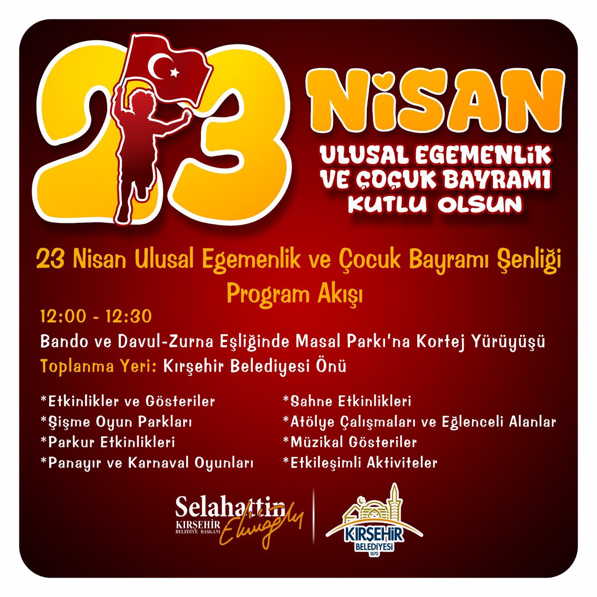 Kırşehir’de Ulusal Egemenlik ve Çocuk Bayramı Coşkusu
