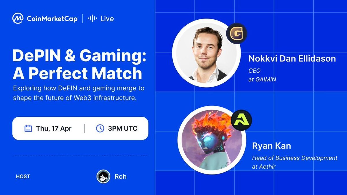 CoinMarketCap, GMRX.io ve AethirCloud'un Gelecek Web3 Altyapısını Şekillendiren DePIN ve Oyun Birleşimi Hakkında Yeni Etkinliği Duyuruyor