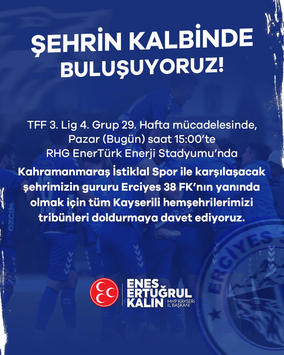 Kayseri'de TFF 3. Lig Maçı Heyecanı: Erciyes 38 FK Kahramanmaraş İstiklal Spor ile Buluşacak