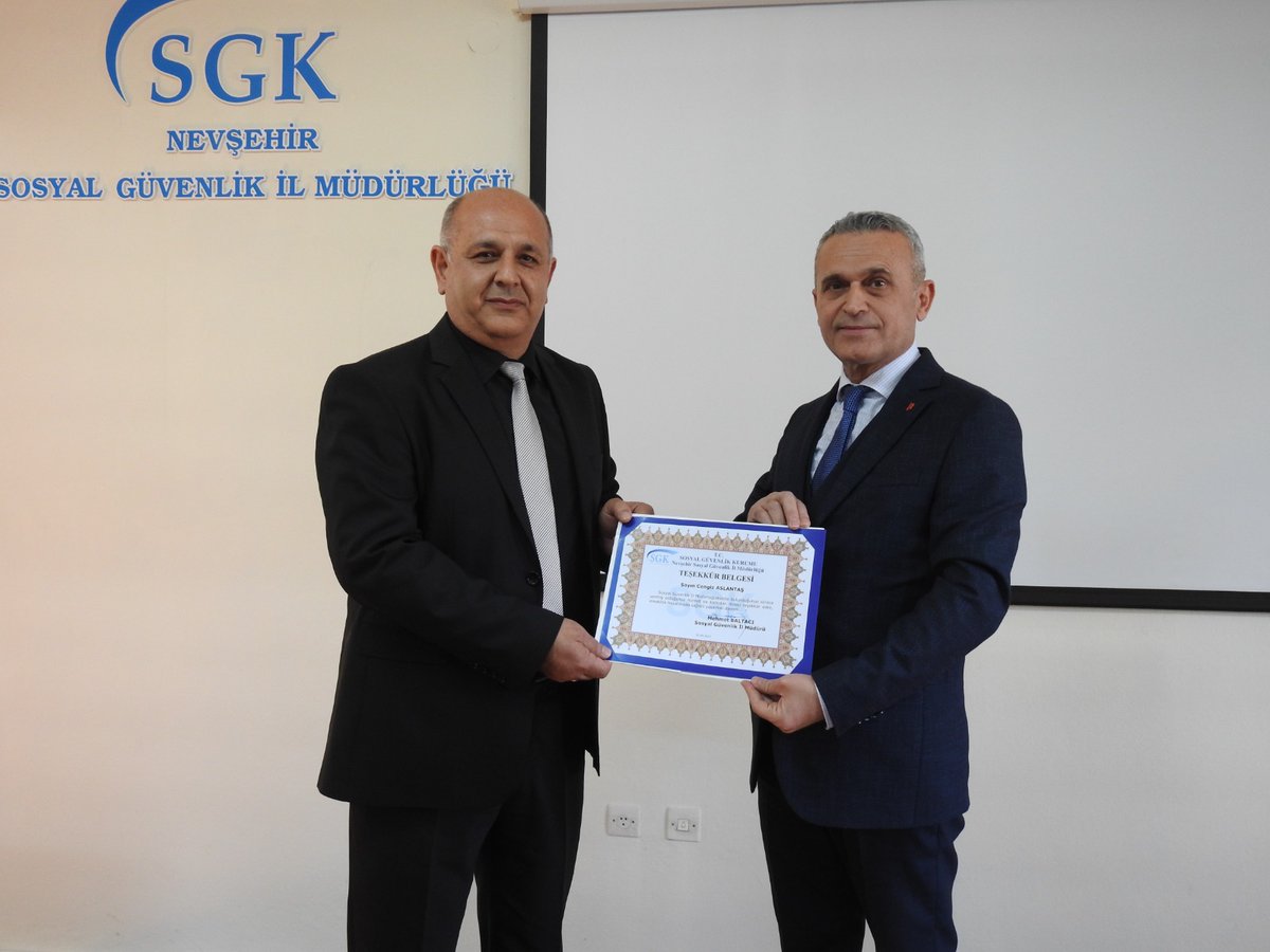 Nevşehir Sosyal Güvenlik İl Müdürlüğü Personeline Teşekkür