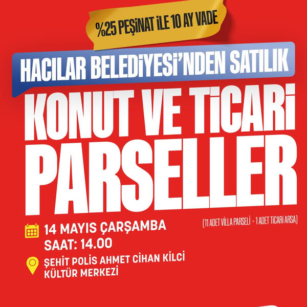 Hacılar'da Yeni Yatırım Fırsatı: Villa ve Ticari Arsa Satış İhalası