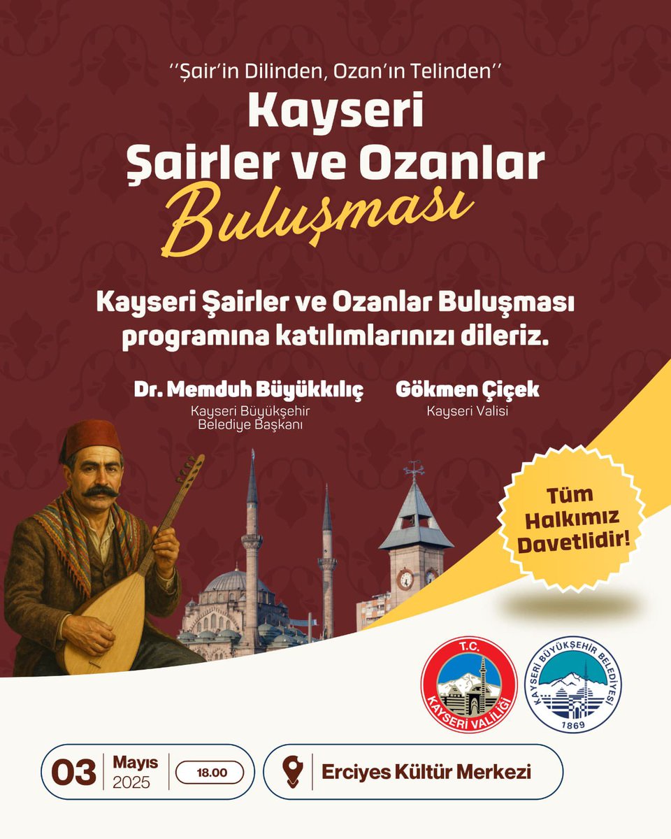 Kayseri'de Şairler ve Ozanlar Buluşması Düzenlenecek