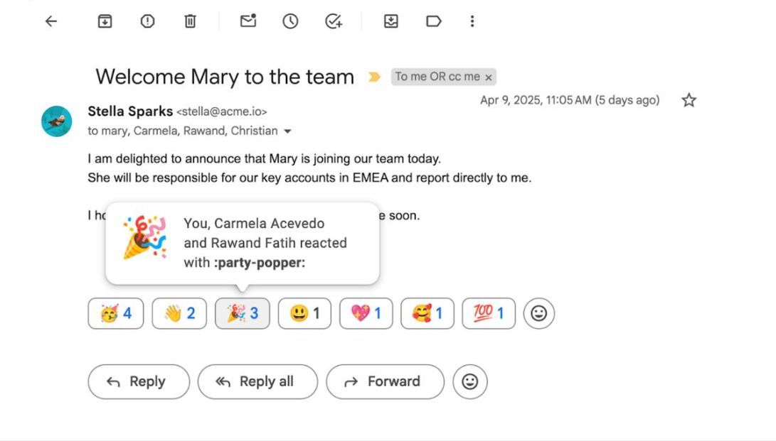 Gmail'den E-postalara Emojilerle Yanıt Verme Özelliği
