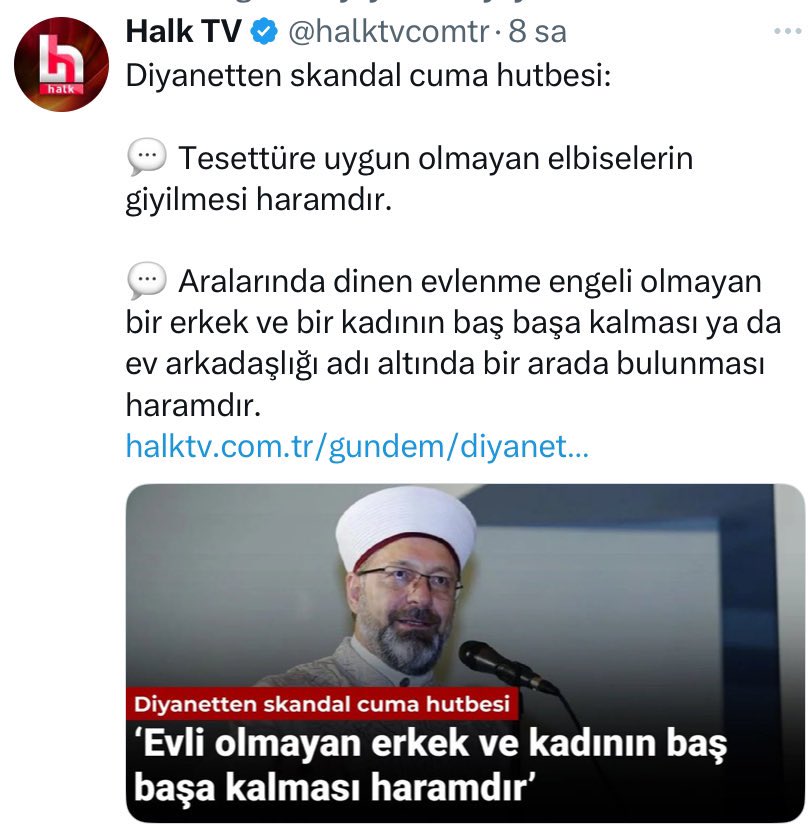 Diyanet İşleri Başkanlığı'nın Hutbeleri Hakkında Tepkiler