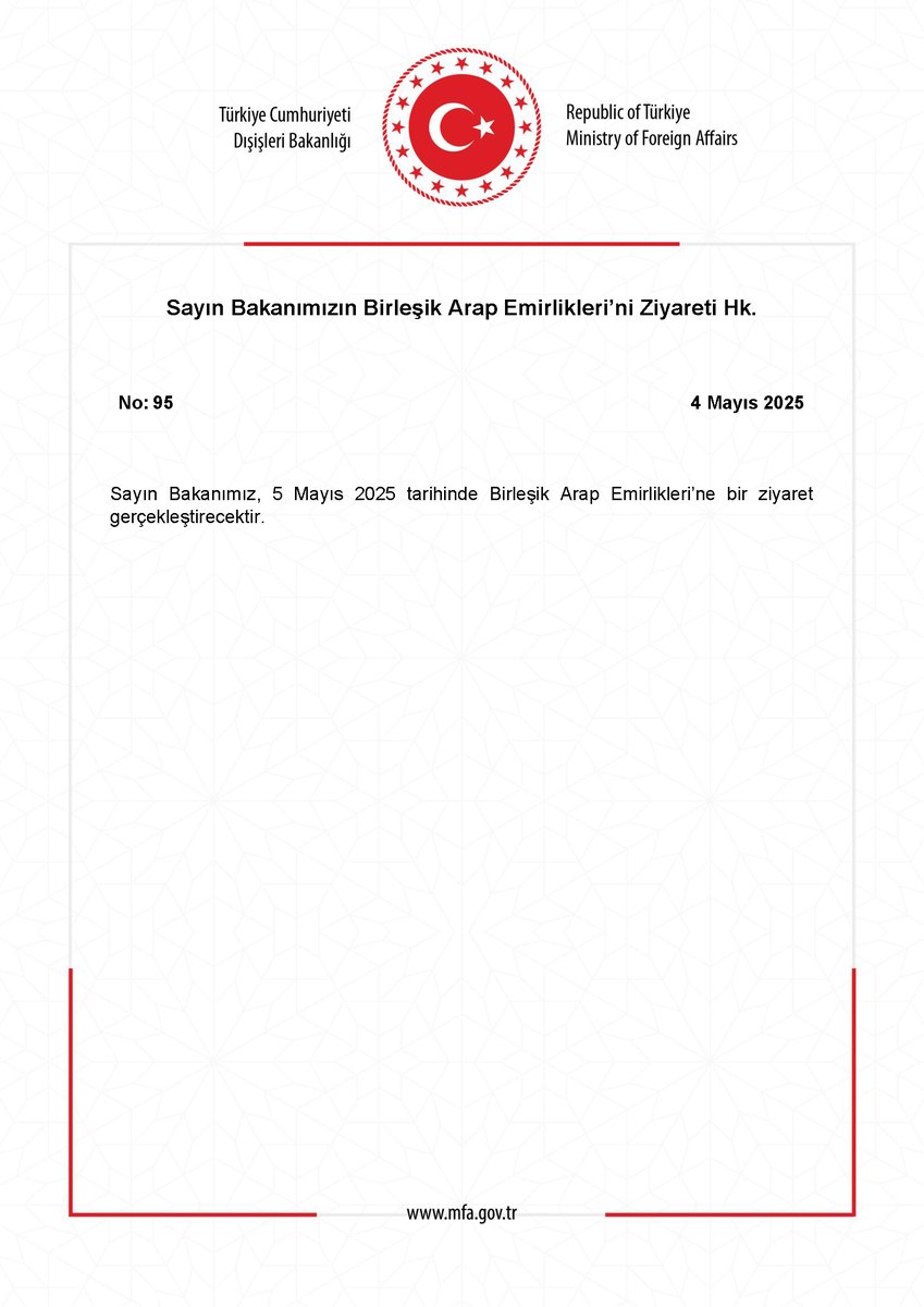 Dışişleri Bakanı Birleşik Arap Emirlikleri'nde