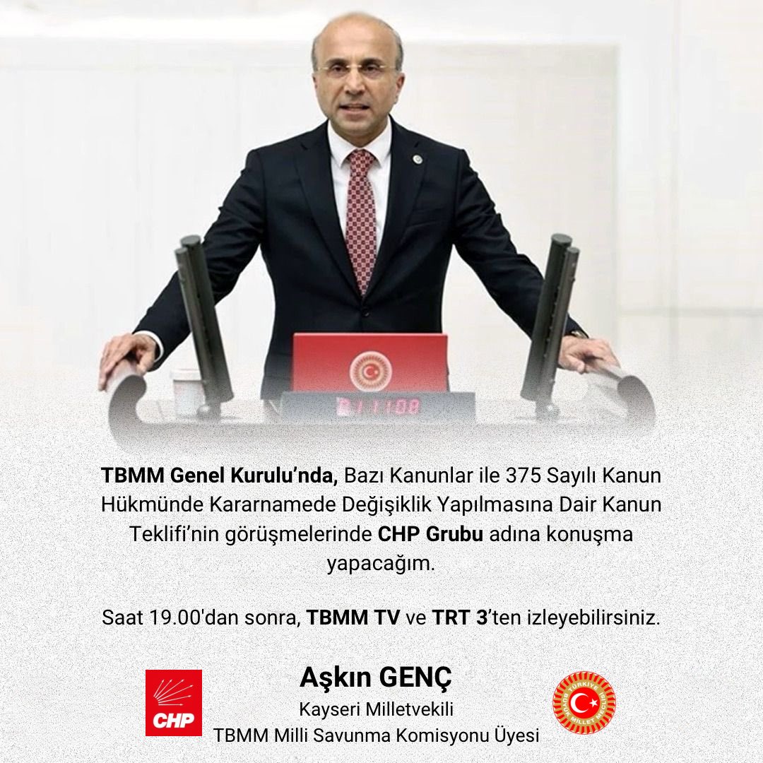 TBMM'de Bazı Kanunlar ve KHK Değişikliği Görüşülecek, CHP'li Vekil Genç Konuşacak