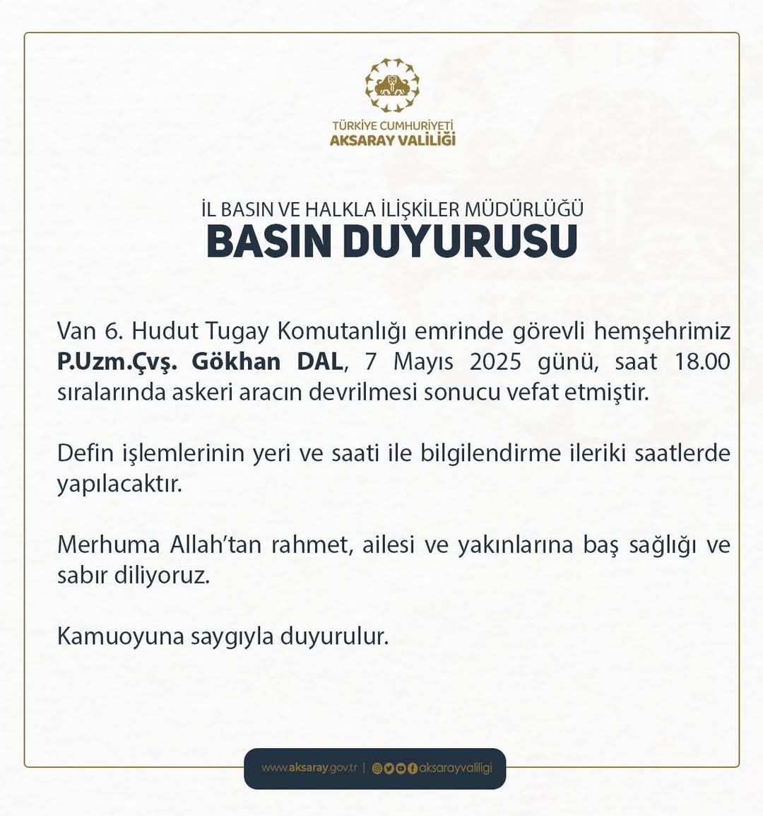 Van'da Görev Yapan Asker Vefat Etti