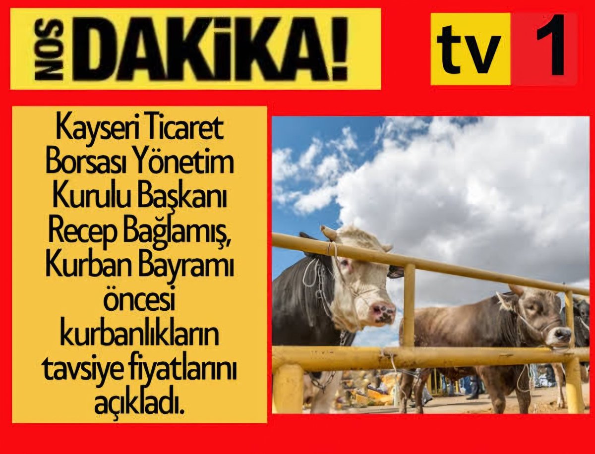 Kayseri Ticaret Borsası, Kurbanlıkların Tavsiye Fiyatlarını Açıkladı