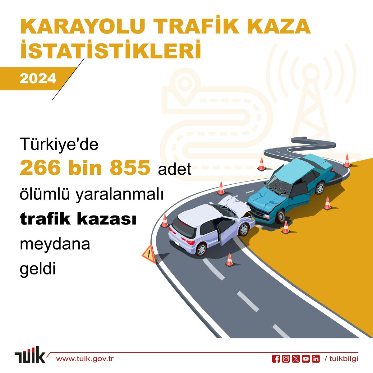 Türkiye'de 2024'te 266 Bin 855 Ölümlü Yaralanmalı Trafik Kazası Kaydedildi