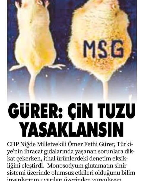 CHP Niğde Milletvekili Güner: Çin Tuzu Yasaklanmalı ve Emekli Yılı Ailelere Yaramadı