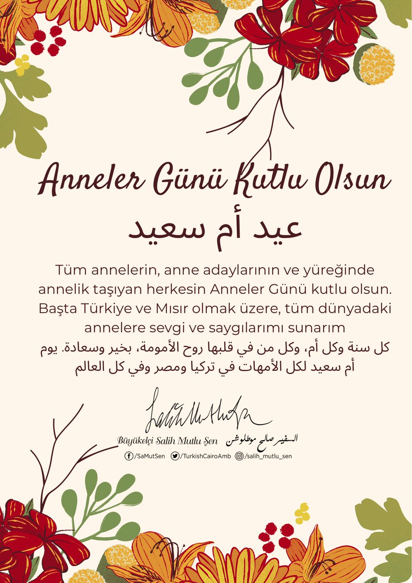 Mısır Büyükelçisi Şen, Tüm Anneleri Kutladı