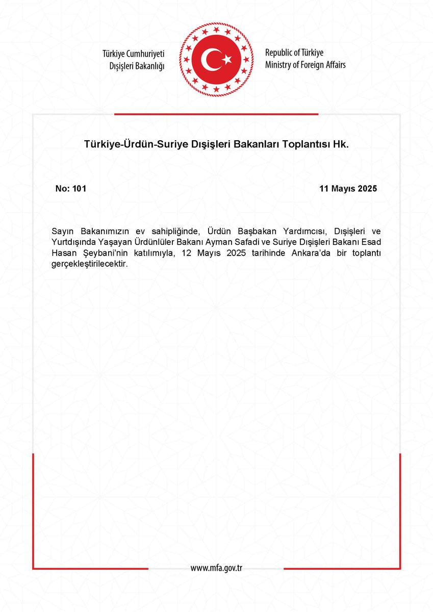 Türkiye, Ürdün ve Suriye Dışişleri Bakanları Amman'da Buluştu