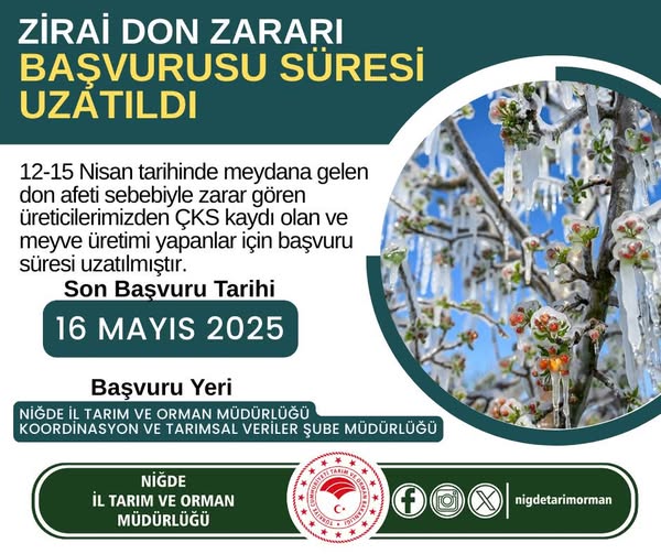 Don Afetinden Etkilenen Meyve Üreticilerine Başvuru Süresi Uzatıldı