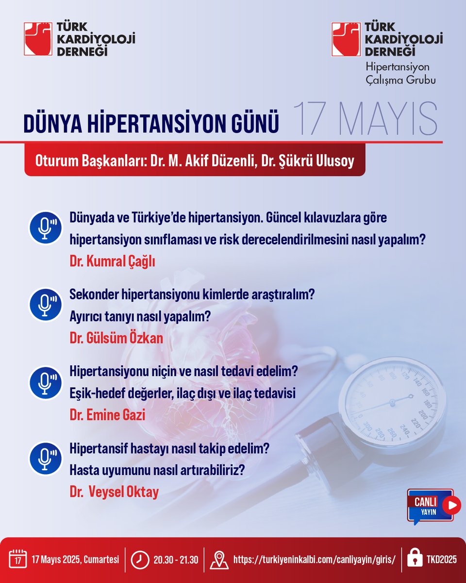 Türk Kardiyoloji Derneği, 17 Mayıs Dünya Hipertansiyon Günü'nde Webinar Düzenliyor