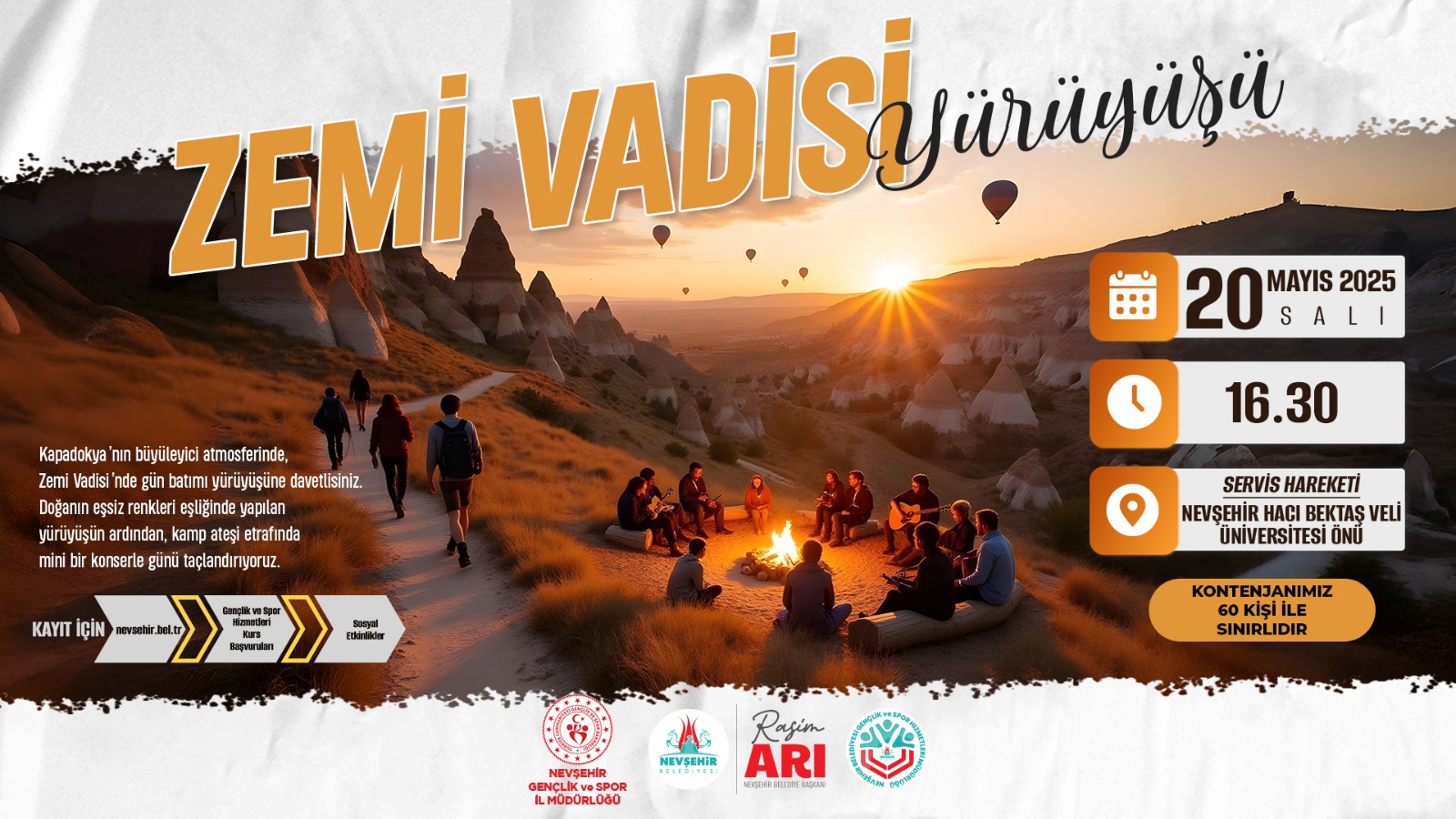 Nevşehir Zemi Vadisi’nde Yürüyüş Düzenlenecek